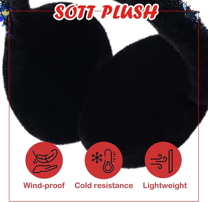 GSFY Ear Muffs Gloves Set for Kids Girls Adjustable Winter Sequin Faux Fur Windproof Warm Ear Warmer Outdoor - Image 3